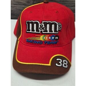Winners Circle M&M's Racing Team Elliott Sadler #38 NASCAR Hat‎ Red Brown Mens